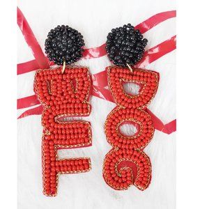 šæ Georgia Bulldog Game Day Earrings, Black & Red, NWT